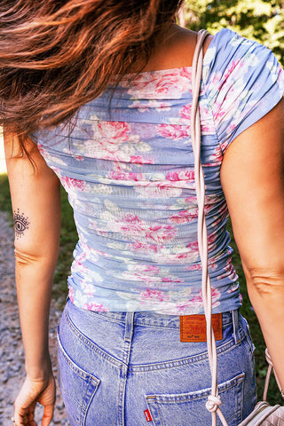 Square-Neck Floral T-Shirt