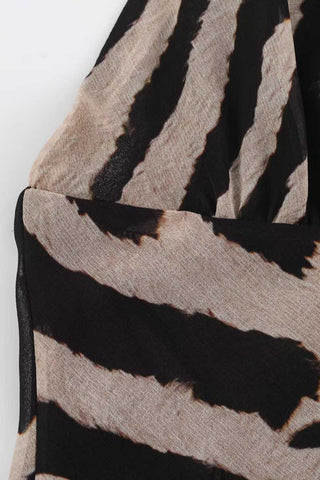 Zebra Print Halter Tie-Neck Maxi Dress