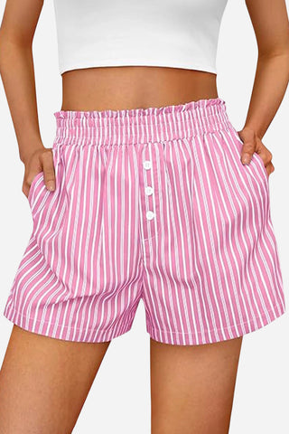 Striped Button-Front Casual Shorts