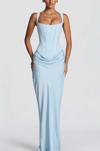 Square Neck Ruched Bodycon Casual Dress