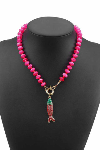Fish Pendant Beaded Necklace