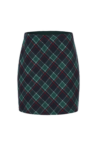 Plaid High-Waist Bodycon Midi Skirt