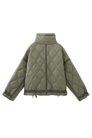 Quilted Stand-Collar Zip Front Jacket
