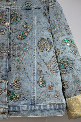 Floral Sequin Denim Jacket