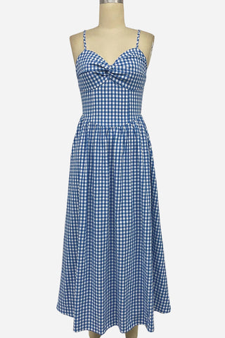 Gingham Spaghetti Strap Casual Dress