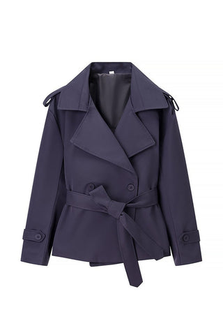 Notched Collar Belted Wrap Coat