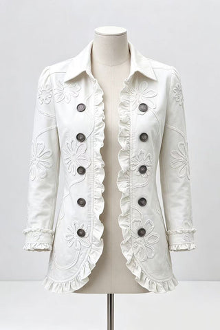 Floral Ruffle Button-Front Jacket