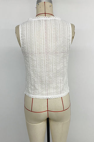 Tie-Front Lace Trim Tank Top