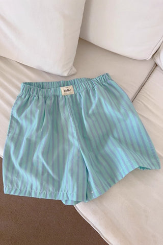 Striped Elastic Waist Casual Shorts