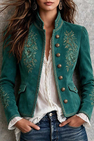 Vintage Floral Detail Military Jacket