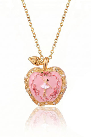 Ballerina Charm Apple Locket Necklace