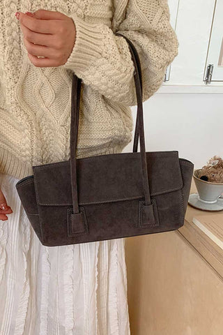 Suede Flap-Top Tote Bag