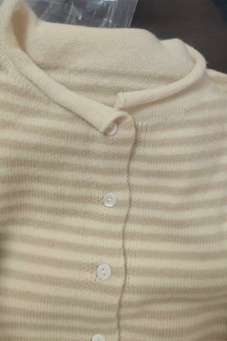 Striped Button-Front Long Sleeve Cardigan