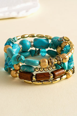 Multi-Strand Beaded Charm Bracelet Set