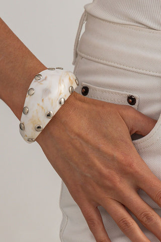 Marbled Studded Wide Cuff Bracelet