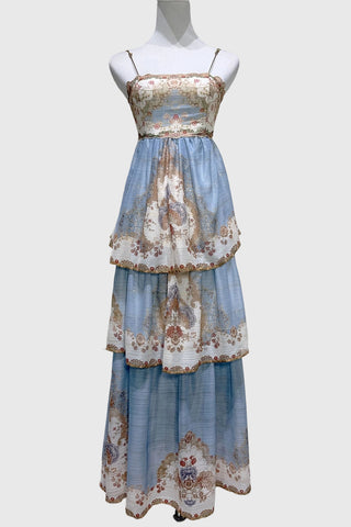 Floral Tiered Spaghetti Strap Maxi Dress