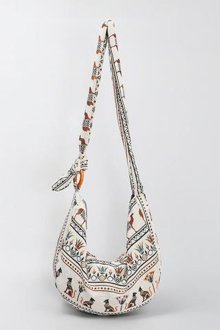 Patterned Knot Strap Hobo Bag