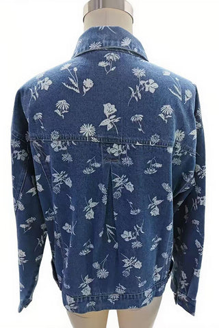 Floral Print Oversized Denim Jacket