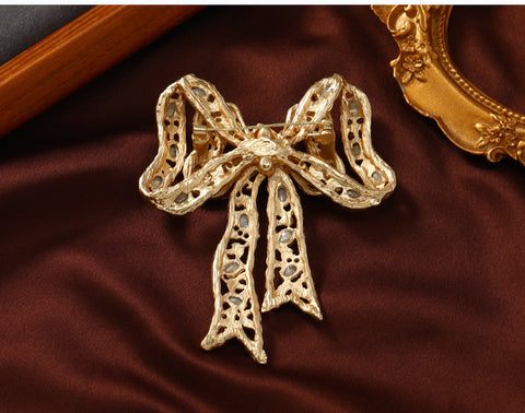 Crystal Bow Brooch
