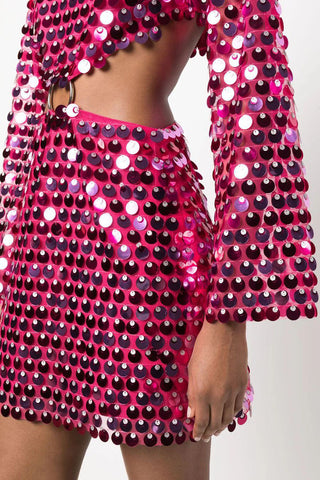 Sequin Cutout Long Sleeve Mini Dress