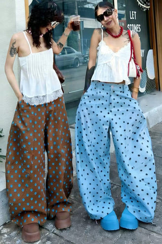 Polka Dot High-Waist Wide Leg Casual Pants