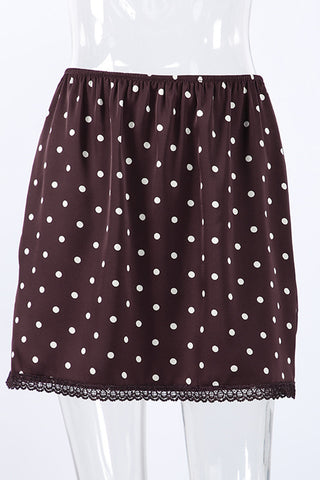 Polka Dot Mini Skirt with Lace Trim