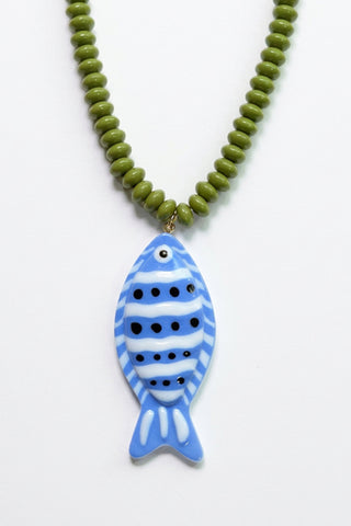 Fish Pendant Beaded Necklace