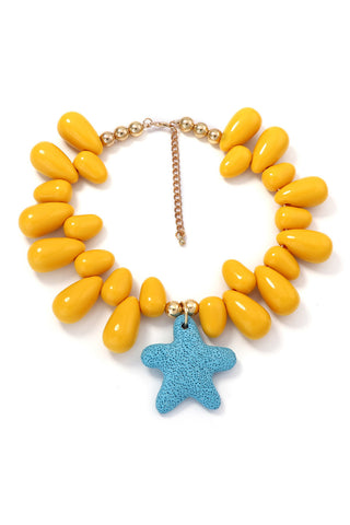 Chunky Beaded Fish Charm Necklace