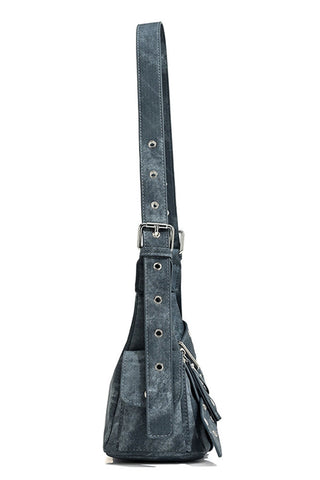 Buckle Strap Zipper Detail Shoulder Bag