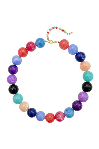 Multi-Tone Beaded Drop Pendant Necklace