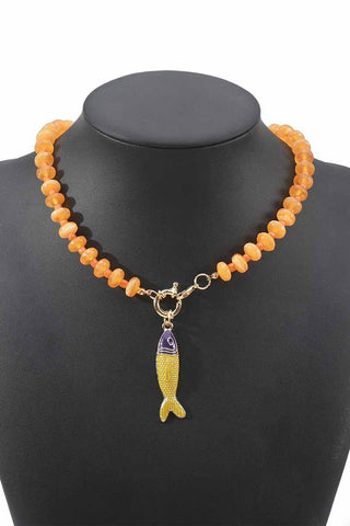 Fish Pendant Beaded Necklace