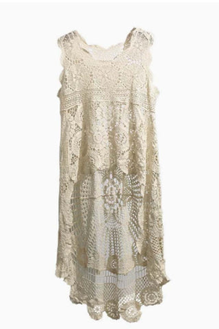 Crochet Overlay Sleeveless Blouse