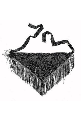 Paisley Print Fringe Tie Waist Wrap