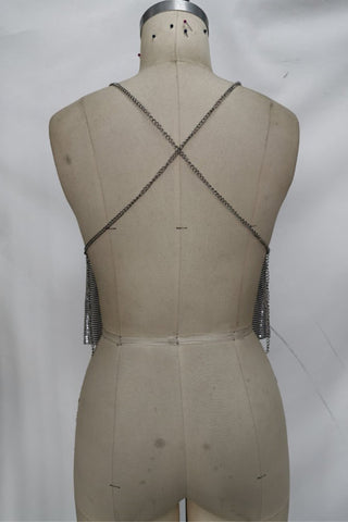 Chain-Link Polka Dot Cowl Crop Top