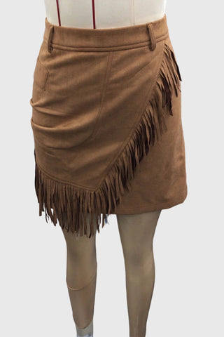Asymmetrical Fringe Mini Skirt