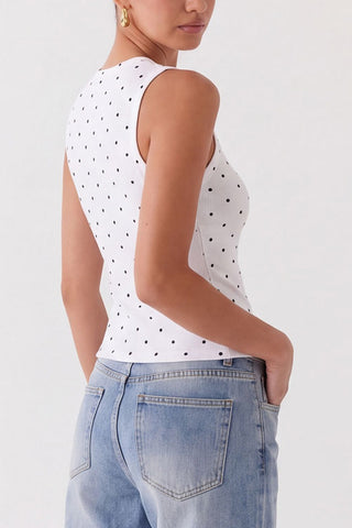 Button-Front Polka Dot Tank Top