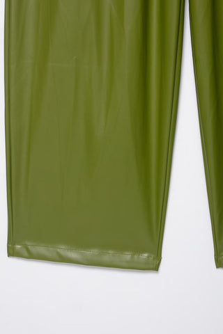 Elastic Waist Faux Leather Casual Pants