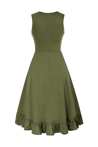 Lace-Up Ruched Sleeveless Casual Dress