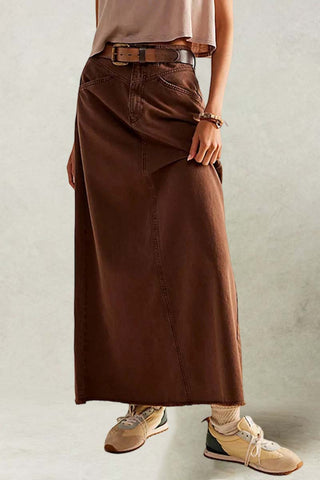 High-Waist Denim Maxi Skirt