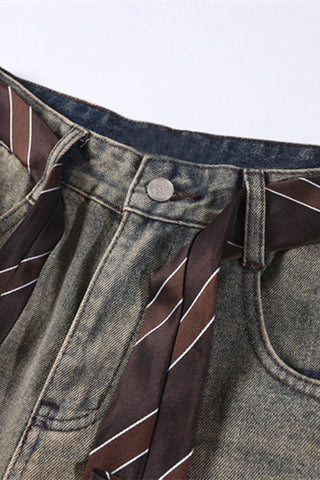 Rose Graphic Barrel Leg Jeans