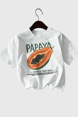 Papaya Print Crew Neck Short Sleeve T-Shirt