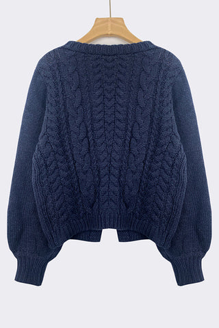 Cable Knit V-Neck Tie Front Cardigan