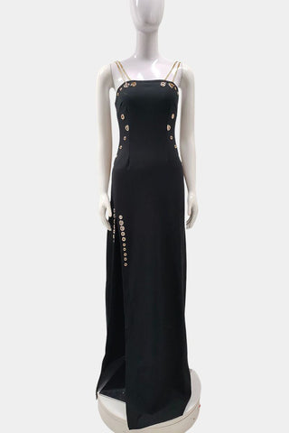 Eyelet Embellished Evening Gown