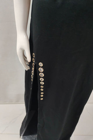 Eyelet Embellished Evening Gown