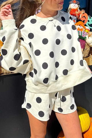 Polka Dot Drawstring Shorts Set