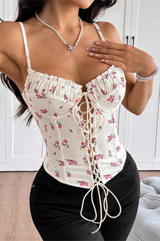Lace-Up Ruched Camisole Top