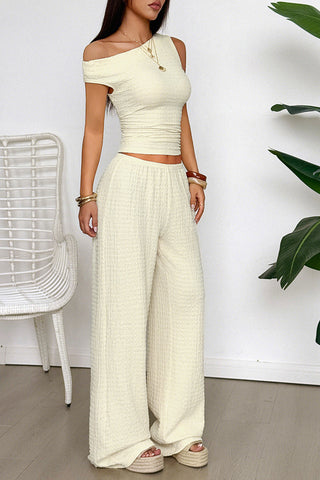 Off-Shoulder Top and Wide-Leg Pants Set