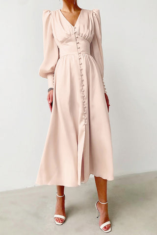 Elegant Long-Sleeve Midi Dress