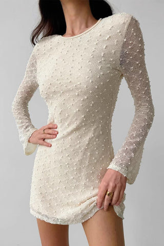 Textured Long Sleeve Mini Dress