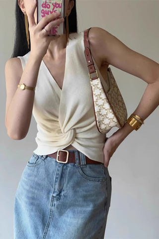 Twist Front Sleeveless Tank Top